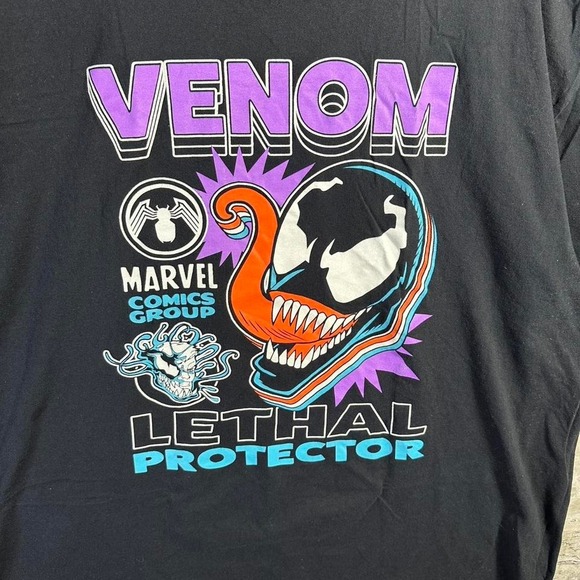 Marvel Venom Lethal Protector Men's Graphic T-Shirt Black Cotton Size XXL - Picture 3 of 7